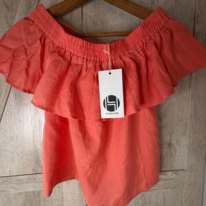 Hoodlam Coral Off-The-Shoulder Ruffle Top – NWT